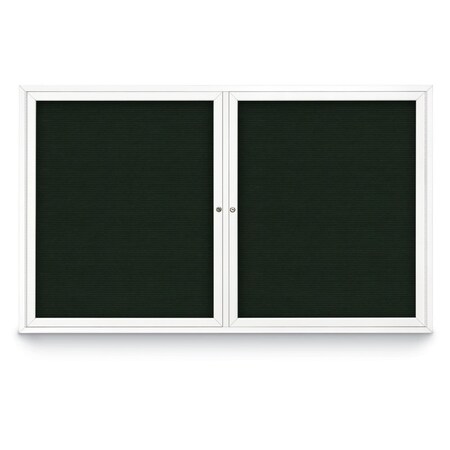 United Visual Products 96"x48" 2-Door Enclosed Outdoor Letterboard, Green Felt/White UV1162DDD9648-WHITE-GREEN